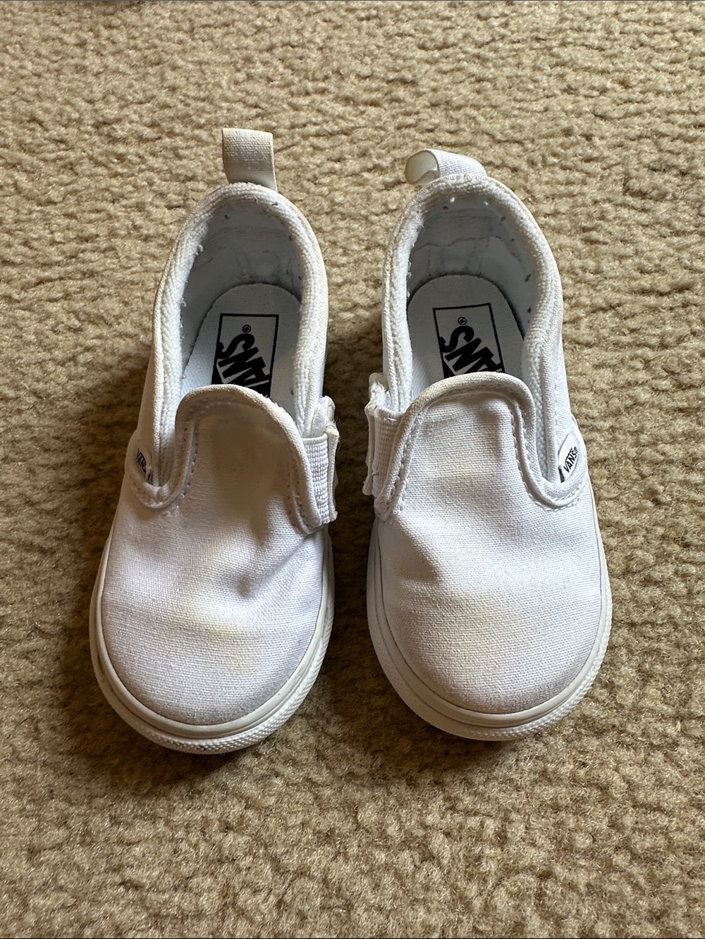 Baby Size  7 white slip on Vans